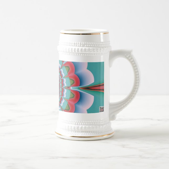 Retro Psychedelic Mandala Bloom Abstract Art Beer Stein (Right)