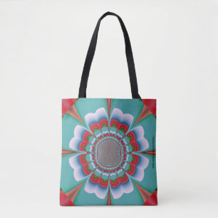 Retro Psychedelic Mandala Bloom Abstract Art Tote Bag