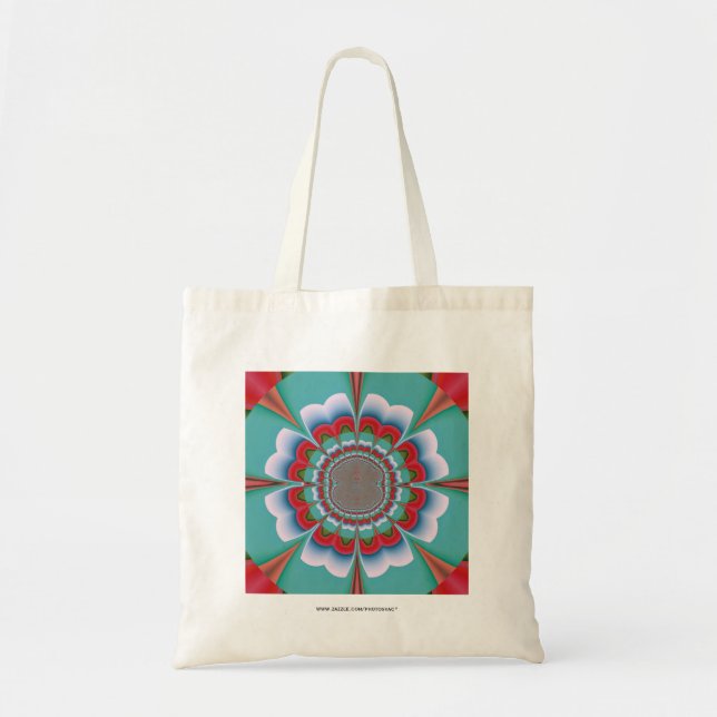 Retro Psychedelic Mandala Bloom Abstract Art Tote Bag (Front)
