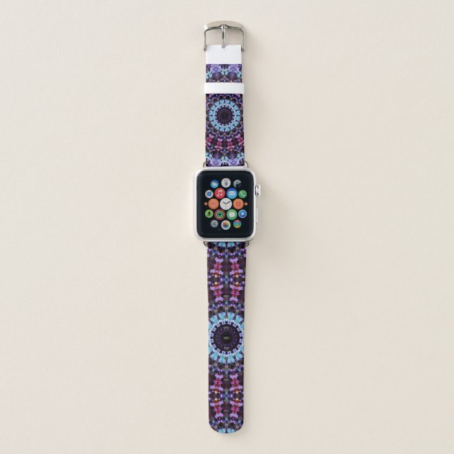 Retro Psychedelic Mandala Trippy Hippie Boho Chic Apple Watch Band (Front)
