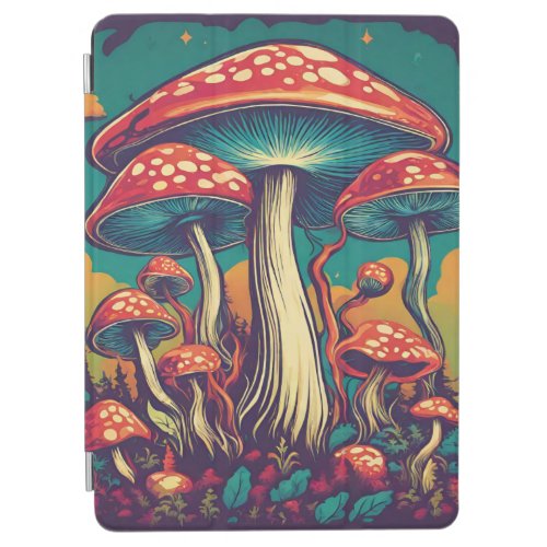 Retro Psychedelic Mushroom AI Art iPad Case