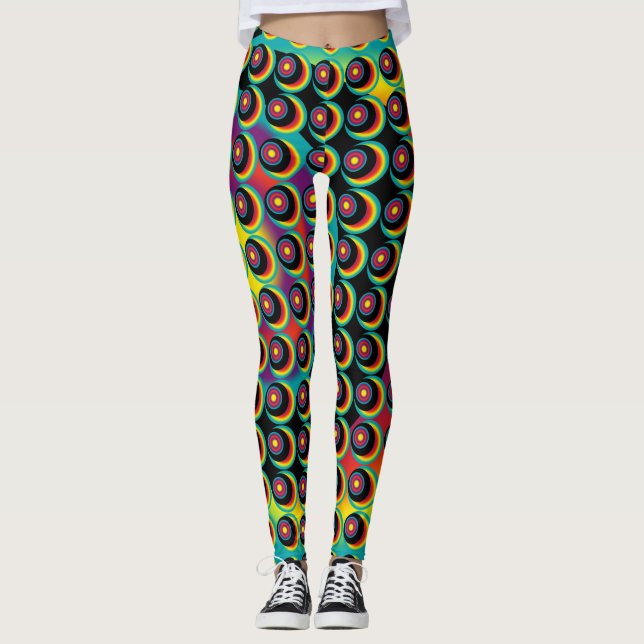 Retro psychedelic Pattern Leggings (Front)