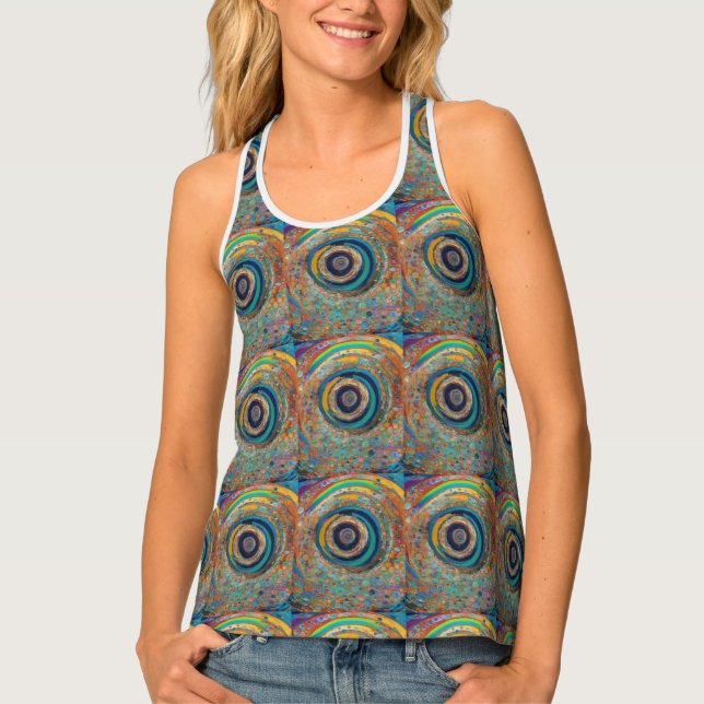 Retro Psychedelic patterned Tank Top (Front)