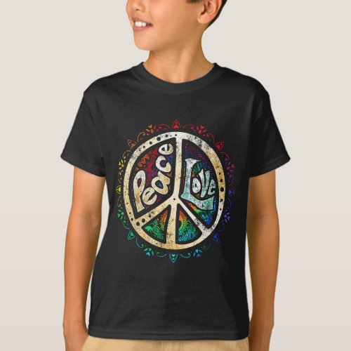Retro Psychedelic Peace Sign Hip Funky Radical T_Shirt