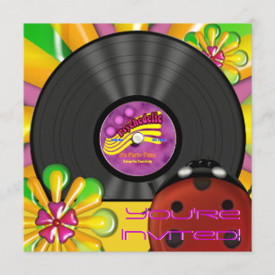 Retro Psychedelic Vinyl Record Party Invitations