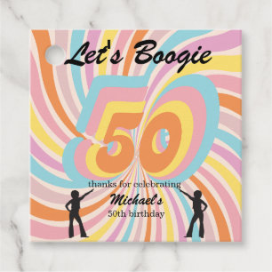 Retro Psycho Boogie Colorful Men's 50th birthday Favor Tags