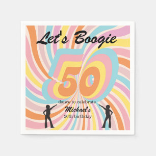 Retro Psycho Boogie Colorful Men's 50th birthday Napkins