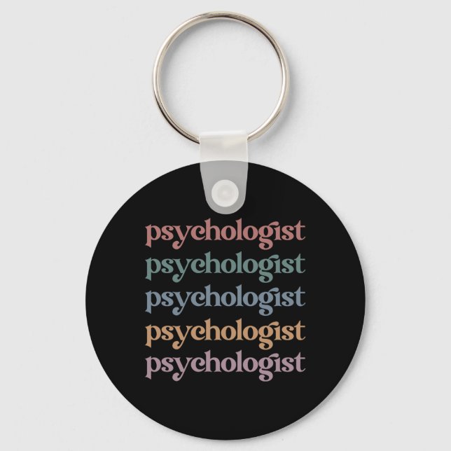 Retro Psychologist Psychology Student Graduation Keychain (Front)