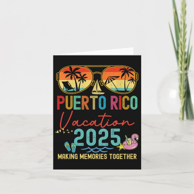 Retro Puerto Rico Vacation 2025 Memories Matching  Card (Front)