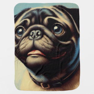 Retro Pug Painting Baby Blanket