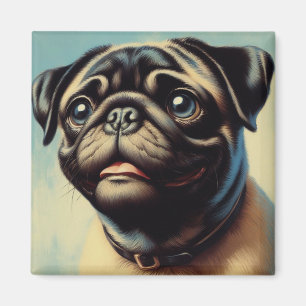 Retro Pug Painting Magnet