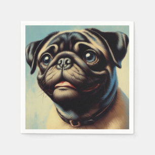 Retro Pug Painting Napkins