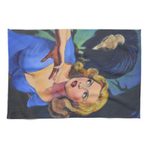 Retro Pulp Horror Tea Towel with Buzzard