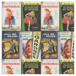 retro pulp murder mystery novels covers print fabric
