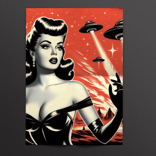 Retro Pulp Ufo Woman Tissue Paper