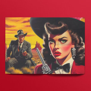 Retro Pulp Western Girl Tissue Paper