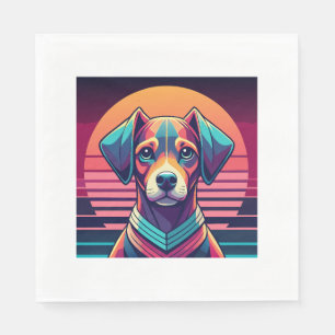 Retro Pulse Pup 80s Sunset Vibes Napkins