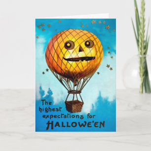 Retro Pumpkin Balloon Halloween Card