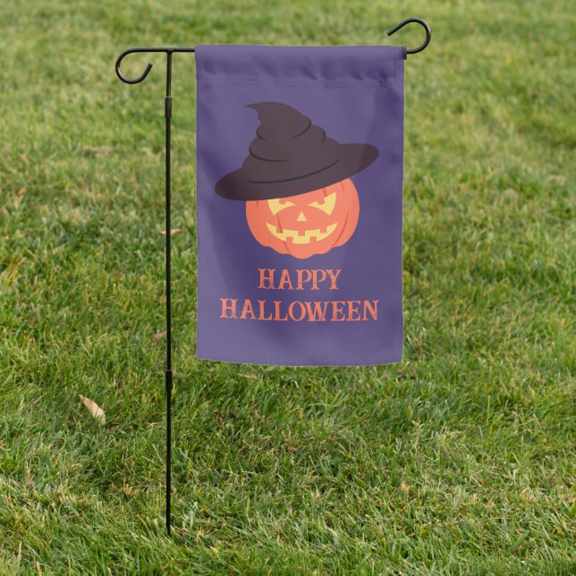 Retro Pumpkin Happy Halloween Garden Flag Vintage (In SItu)