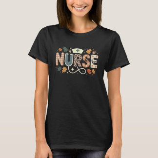 Retro Pumpkin Nurse Life Thankful Stethoscope Desi T-Shirt