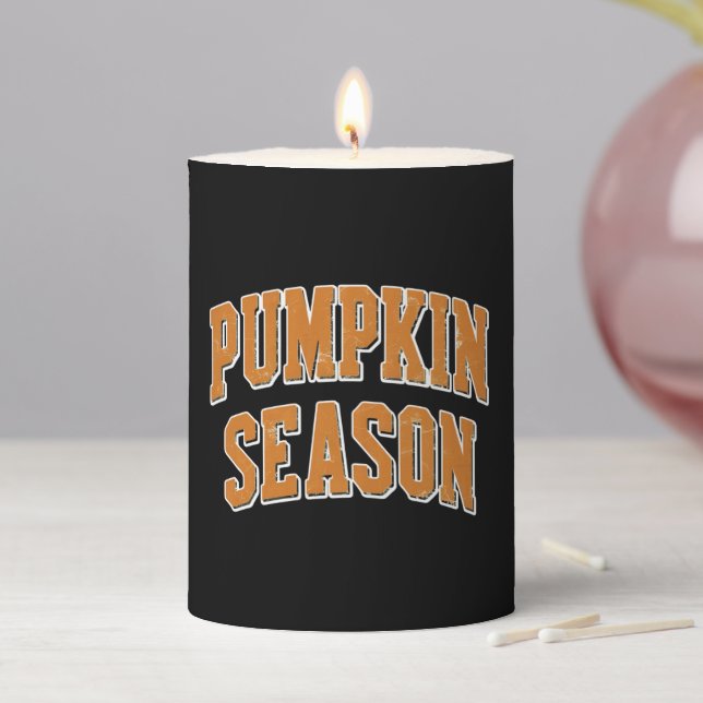 Retro Pumpkin Season Cute Fall Gift Halloween  Pillar Candle (In Situ)