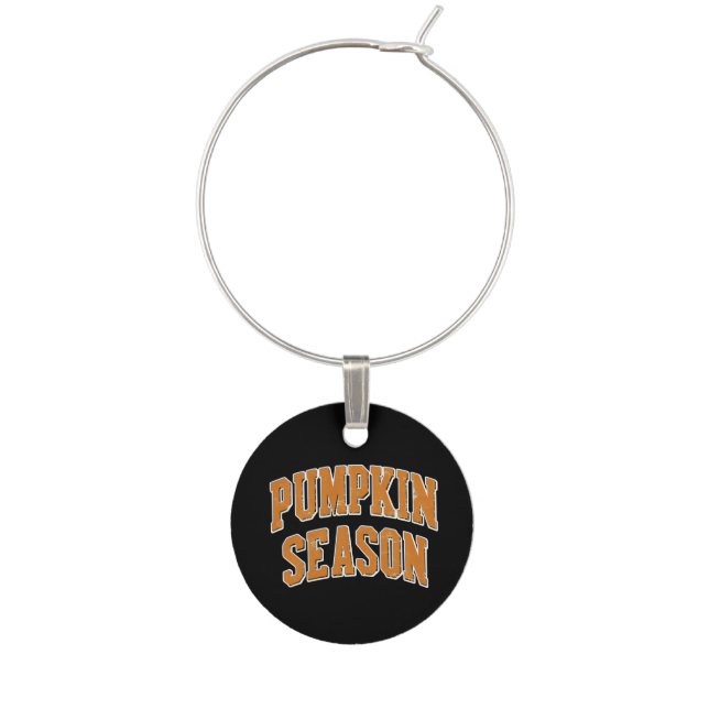 Retro Pumpkin Season Cute Fall Gift Halloween  Wine Charm (Front)