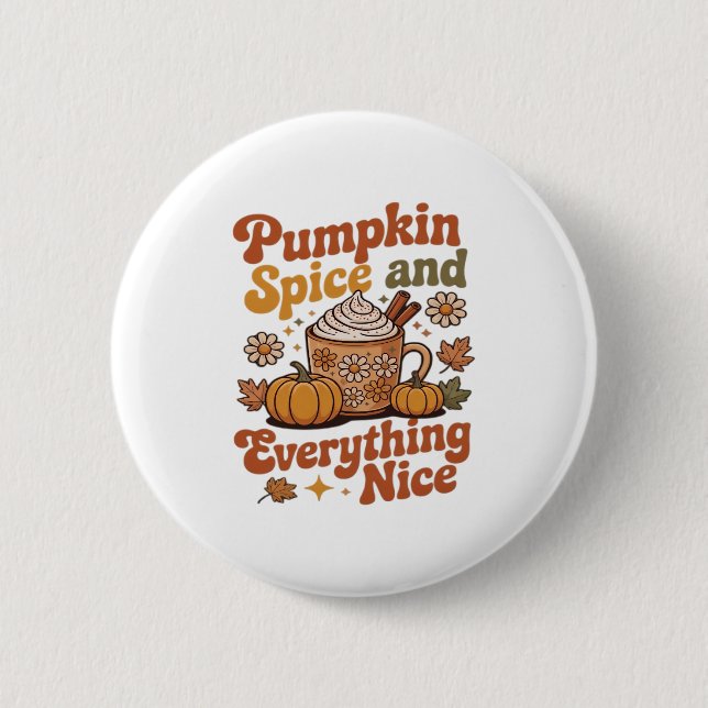 Retro Pumpkin Spice Everything Nice Classic T-Shir Button (Front)