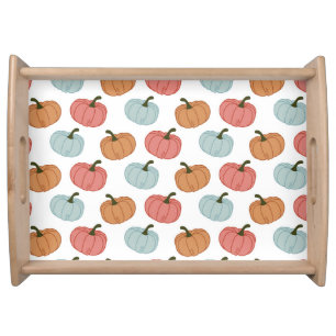 Retro Pumpkin Thanksgiving Seamless Pattern Serving Tray