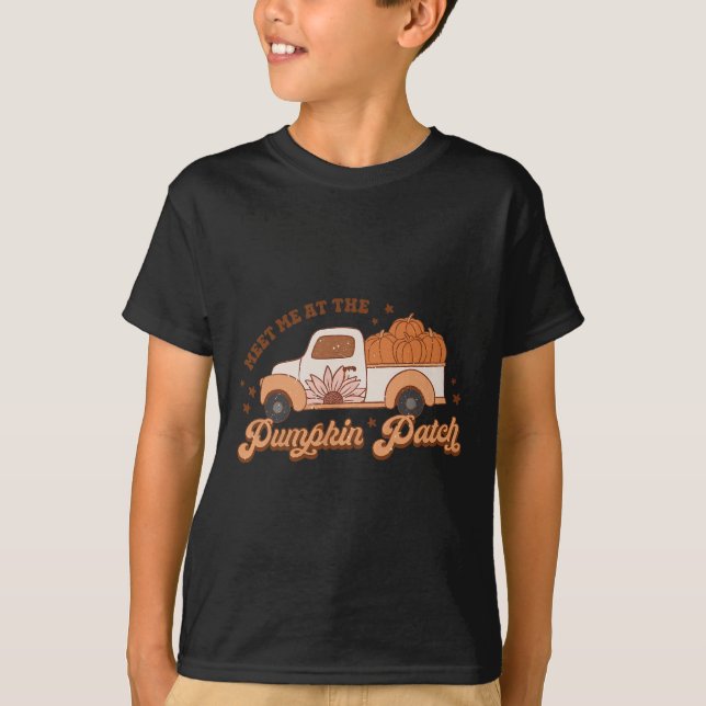 Retro Pumpkin Truck Meet Me At Pumpkin Patch Fall  T-Shirt (Front)