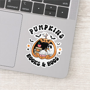 Retro Pumpkins Books & Boos Ghost Halloween Sticker