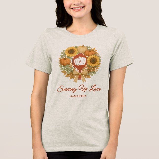 Retro Pumpkins & Pickleball Bridal Shower Tri-Blend Shirt (Front)