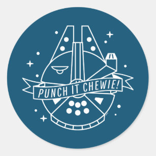 Retro "Punch It Chewie" Banner Millennium Falcon Classic Round Sticker