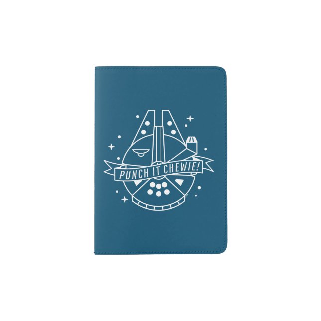 Retro "Punch It Chewie" Banner Millennium Falcon Passport Holder (Front)