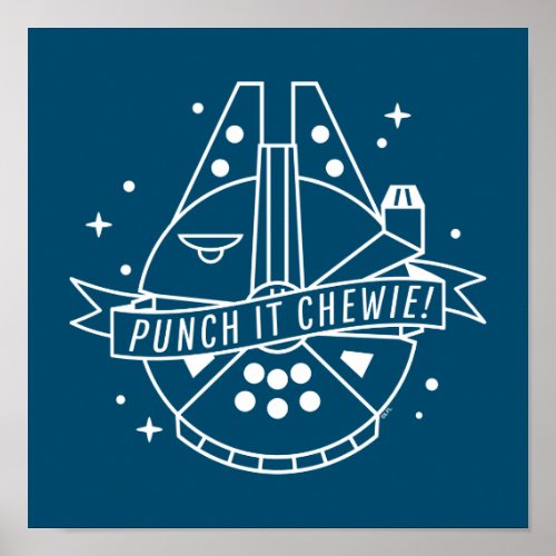 Retro Punch It Chewie Banner Millennium Falcon Poster