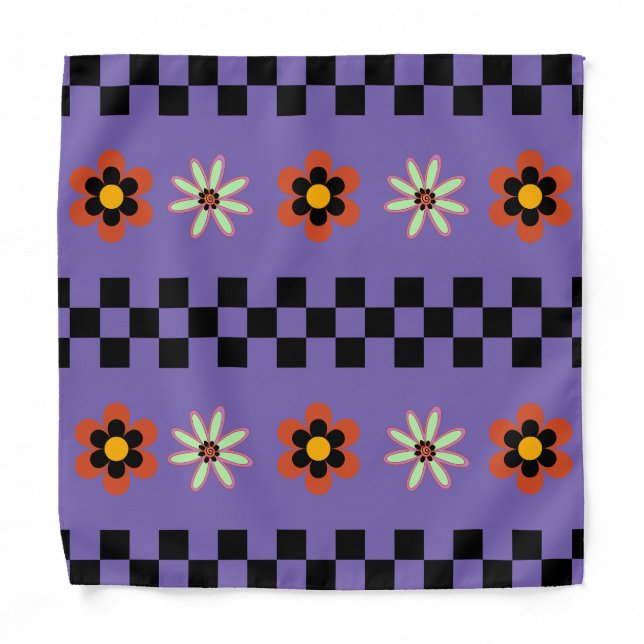 Retro Punk Flowers Bandana (Front)