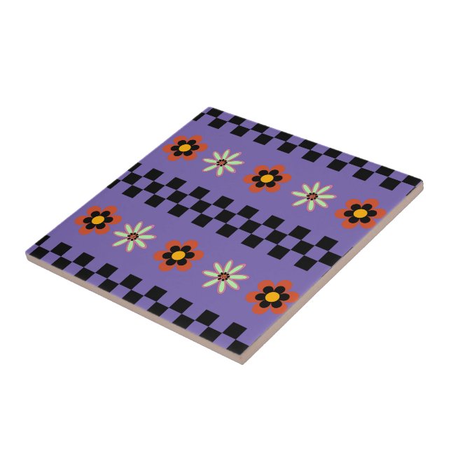 Retro Punk Flowers Ceramic Tile (Side)