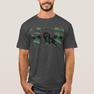 Retro Punk Rock Guitar Stars and Lightning Bolt Mu T-Shirt