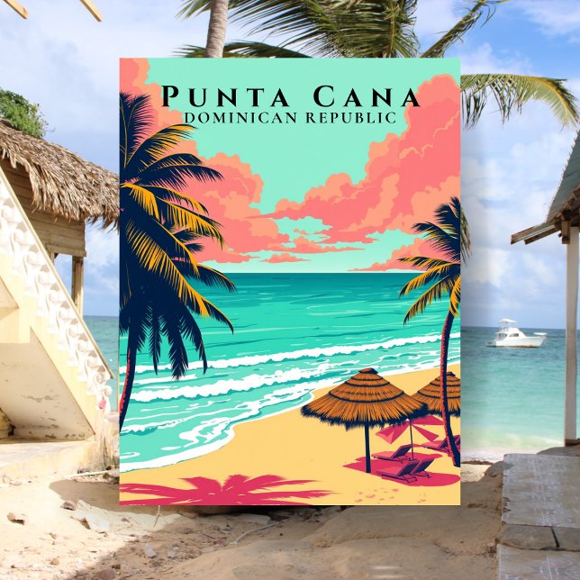 Retro Punta Cana Dominican Republic Beach Travel Postcard (Retro Punta Cana Dominican Republic Beach Travel Postcard
)