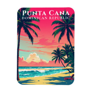 Retro Punta Cana Souvenir Dominican Republic Beach Magnet