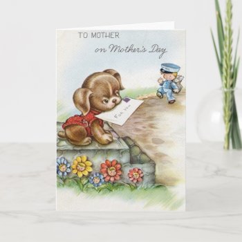 Retro Puppy Mother's Day Card by RetroMagicShop at Zazzle