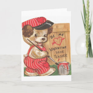 Retro Puppy Valentine's Day Card For Teacher