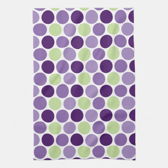 Retro Purple and Green Circles Kitchen Towels