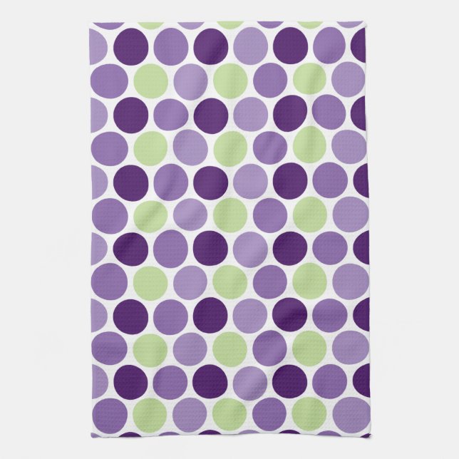 Retro Purple and Green Circles Kitchen Towels (Vertical)