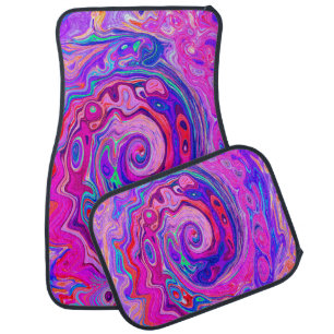 Retro Purple and Orange Abstract Groovy Swirl Car Floor Mat