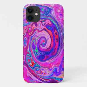 Retro Purple and Orange Abstract Groovy Swirl iPhone 11 Case