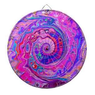 Retro Purple and Orange Abstract Groovy Swirl Dart Board