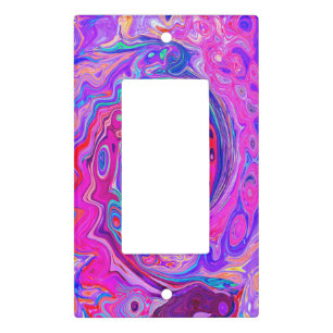Retro Purple and Orange Abstract Groovy Swirl Light Switch Cover