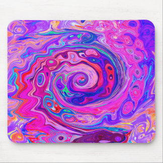 Retro Purple and Orange Abstract Groovy Swirl Mouse Pad