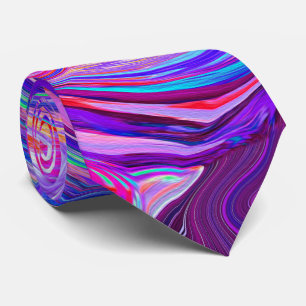 Retro Purple and Orange Abstract Groovy Swirl Neck Tie