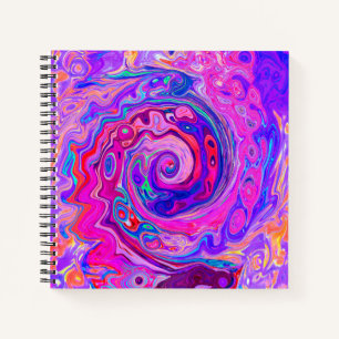 Retro Purple and Orange Abstract Groovy Swirl Notebook